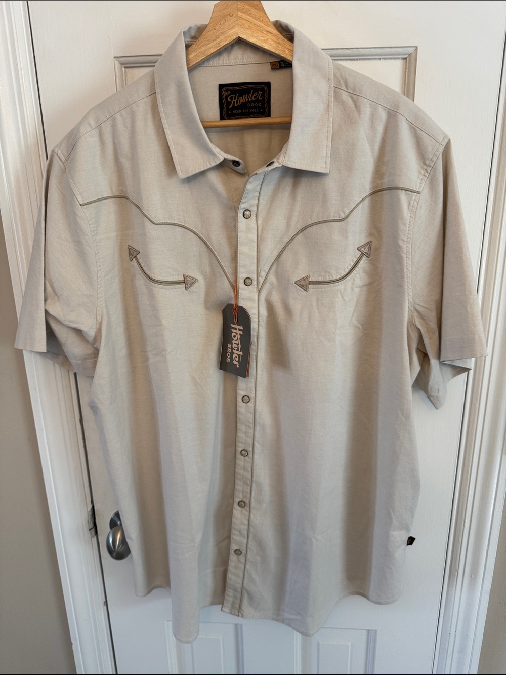 Howler Brothers Light Beige Short-Sleeve Western Button-Up Shirt